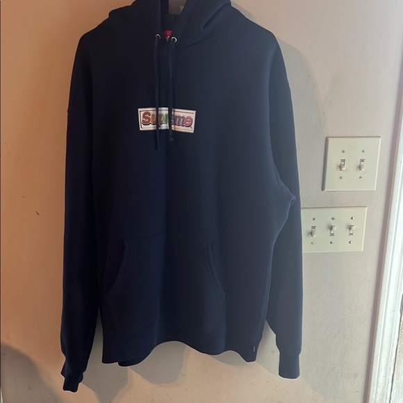 SUPREME BLING BOX HOODIE DARK NAVY SIZE XL
